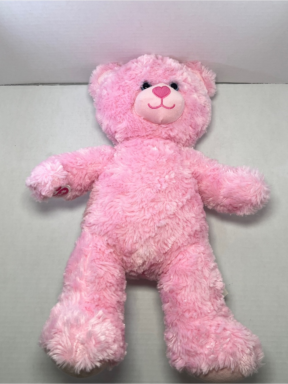 Build A Bear Pink Teddy 16 Inch Plush Heart Nose Stuffed Animal Toy 2022
